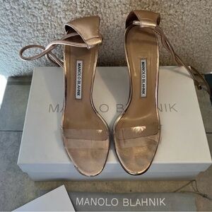 Manolo Blahnik Metallic Gold Heels